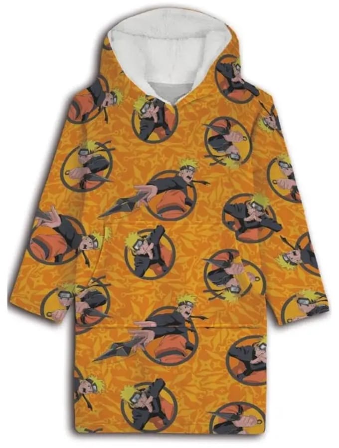 Naruto hoodie poncho geel maat XS - L - polyester