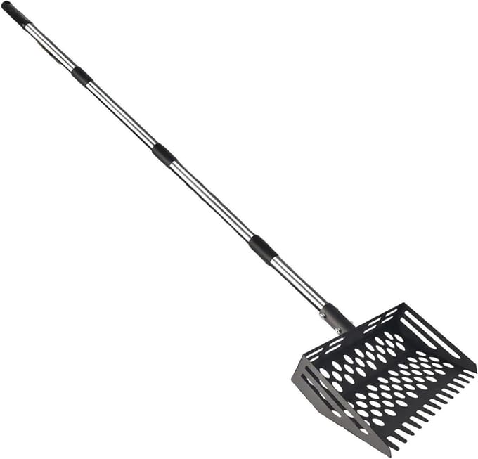 Hokken Schoonmaak Schep - Hark Zeef - Afval Beheer - Verstelbare Steel - Tot 165 cm - Metaal