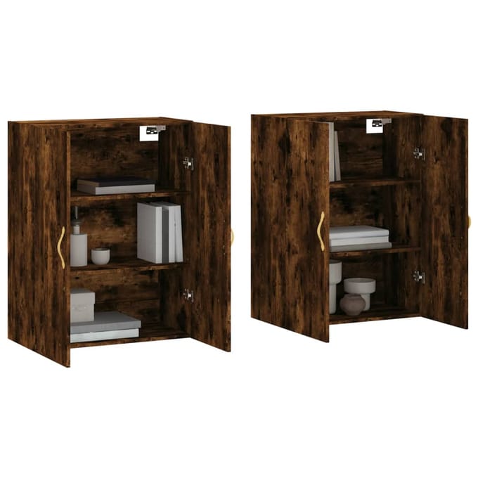 vidaXL - Hangkasten - 2 - st - 69,5x34x90 - cm - gerookt - eikenkleurig