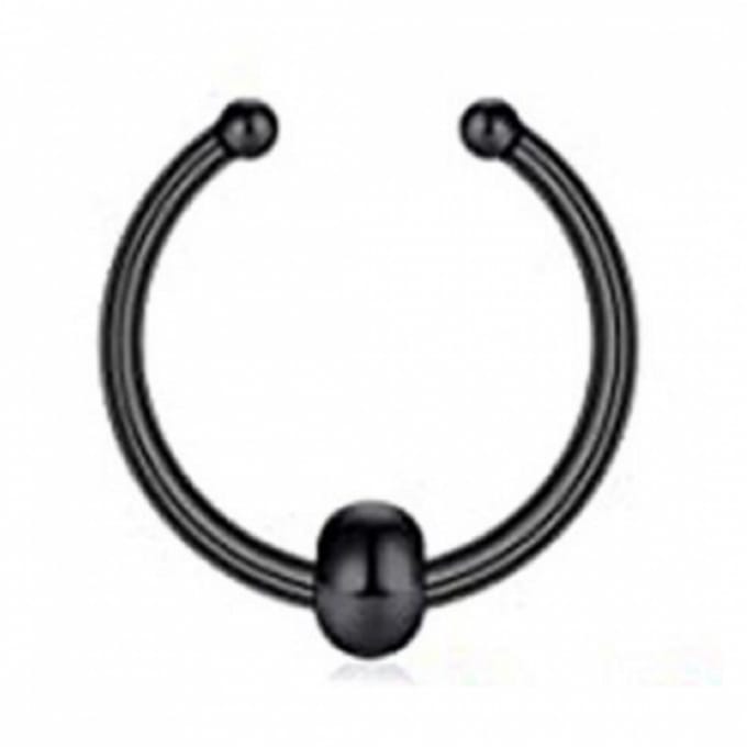 Fake Neus Piercing -8 mm-Ring-Zwart-Bol - Charme Bijoux