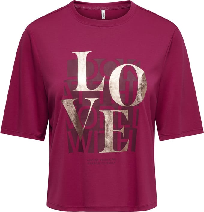 Only Onlfree maya s/s print top box jrs sangria/love