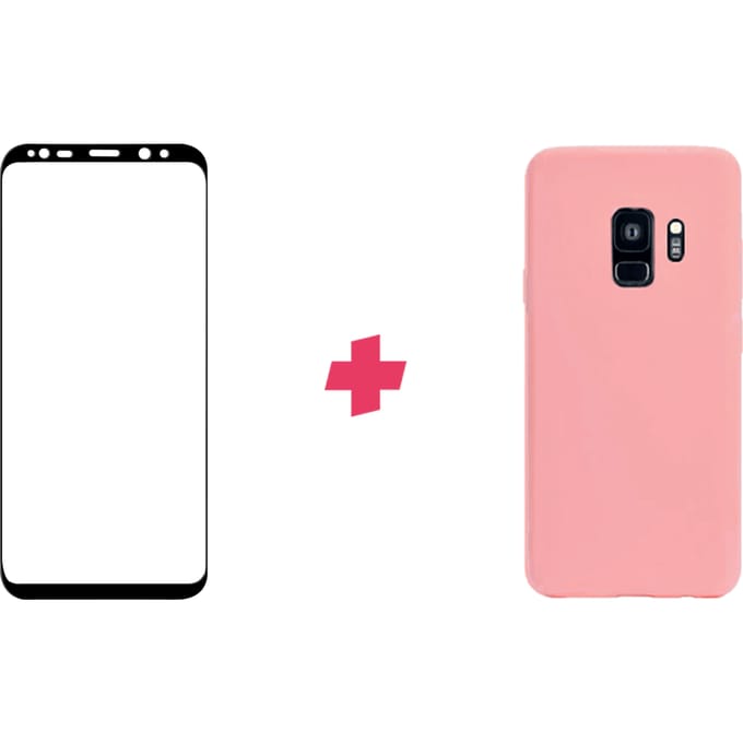 Bundel: Samsung Galaxy S9 Plus screenprotector + roze Siliconen hoesje
