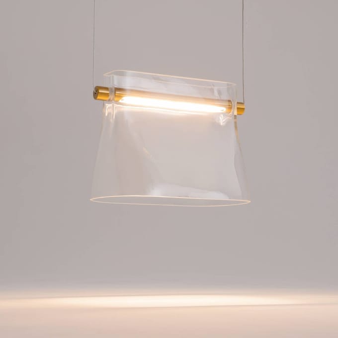 Maytoni glazen hanglamp Cabaret, messing/helder, lengte 25 cm