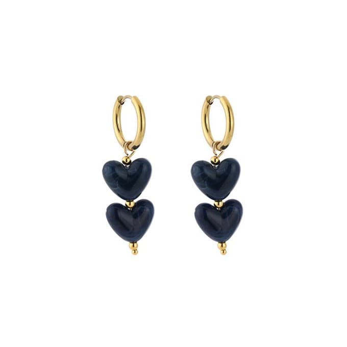 Hartjes oorbellen Navy
