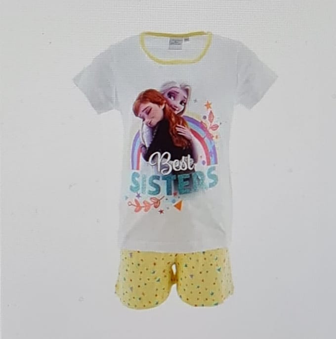 Frozen Shortama Best Sisters Wit/Geel Maat 104