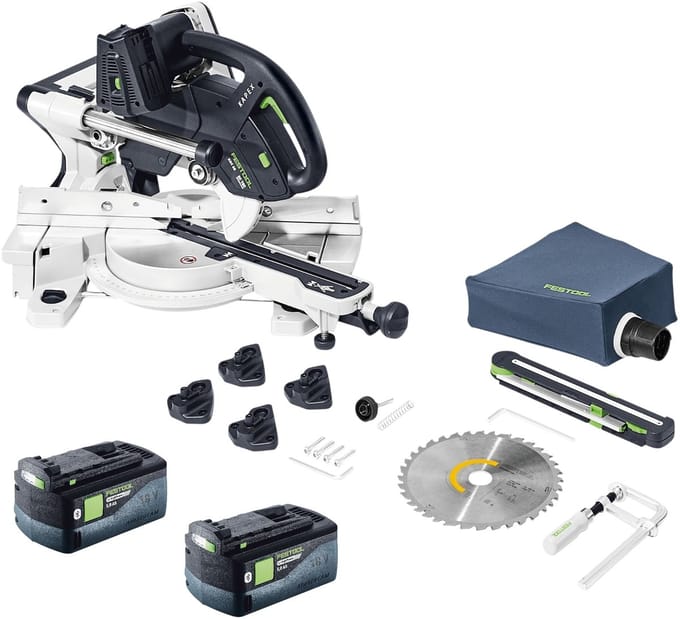 Festool KAPEX KSC 60 EB-Basic accu afkortzaag 18 V / 36 V 216 mm borstelloos + 2x accu 5,0 Ah - zonder oplader