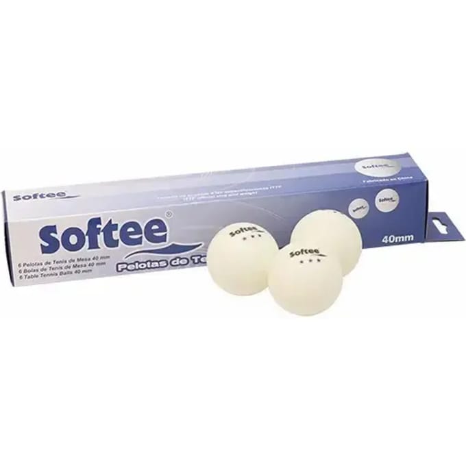 Doos 6uds Ballen Ping Pong 40mm Softee Blanco