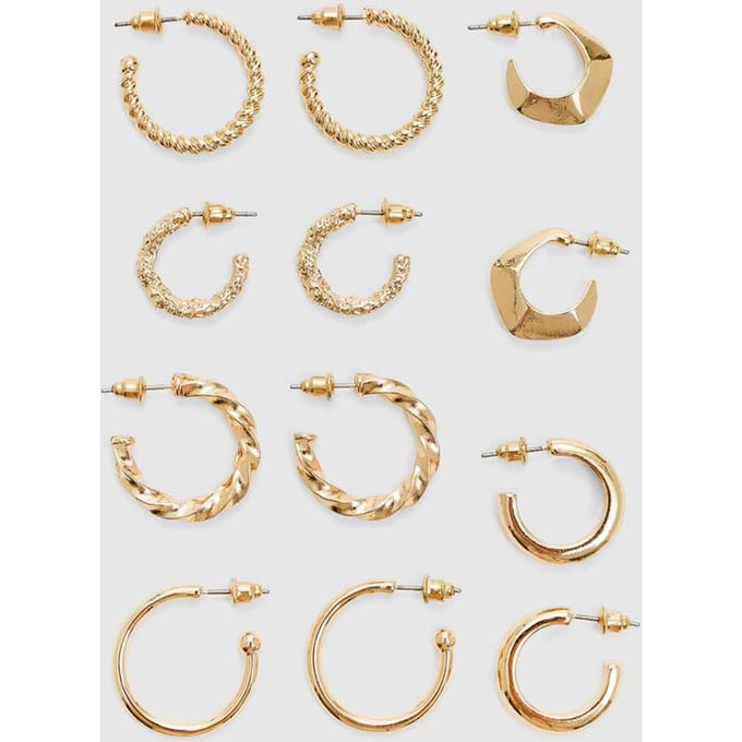 Stradivarius Set van 6 basic oorbellen  Goud OS