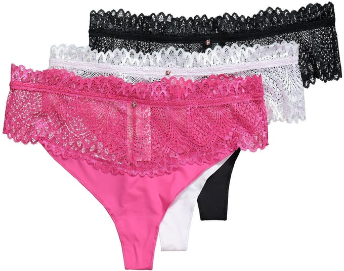 TruYou - Dames - Strings set van 3 kanten tailleband - Oriëntroze - Maat 54+