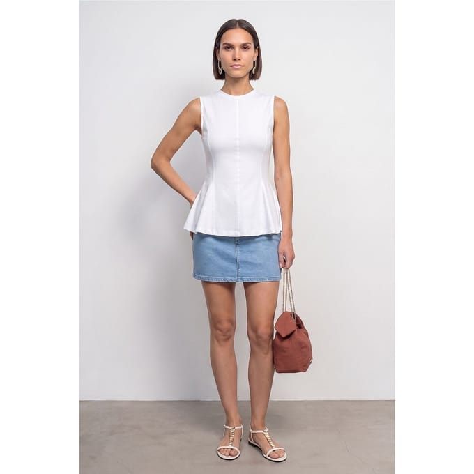 Aangesneden Katoenen Poplin Cut-out Shell Top