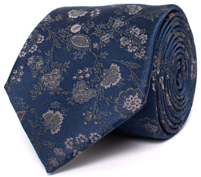 Tresanti DOUGLAS Silk tie with flowers Grey (TRTIIE362 - 200)