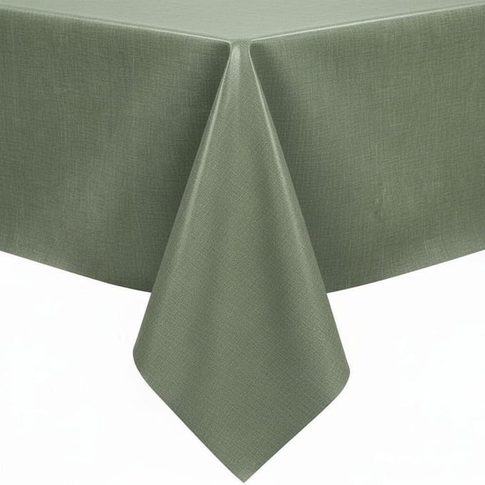 Protecttable - Tafelzeil Linnenlook Olijfgroen 140x250cm - Tafelkleed Afwasbaar - Kunststof