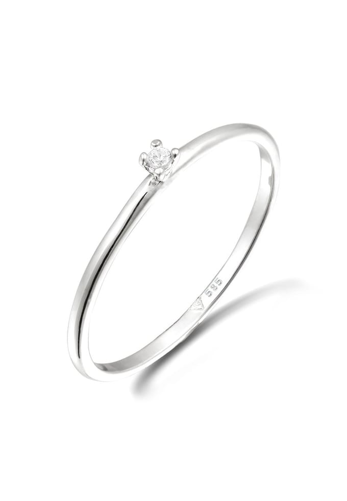 Elli PREMIUM - Ring - Verlovingsring Vrouwen Diamant Briljantgeslepen Wit 0,015 ct 585 Witgoud Bruiloft -