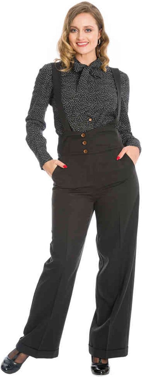 Dancing Days - HEART OF GOLD PUSSYBOW Blouse - L - Zwart