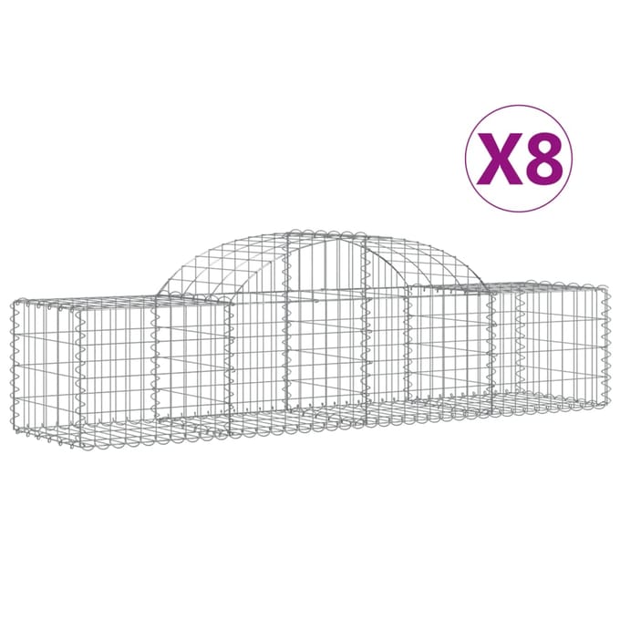 vidaXL - Schanskorven - 8 - st - gewelfd - 200x50x40/60 - cm - gegalvaniseerd - ijzer