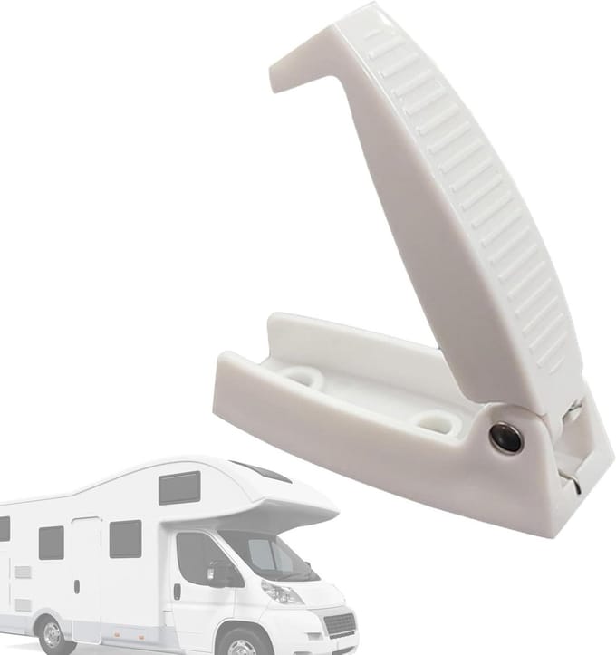 Deurgrendel Caravan - Luikhouder - Open Deur Houden - Stevige Veer - 17 cm - Wit