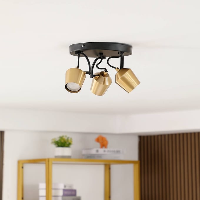 Lindby - buitenspot - 3lichts - IJzer - H: 14.5 cm - GU10 - zwart, goud