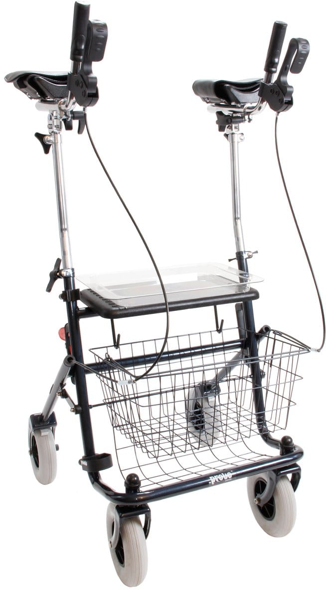 Premis - Lichtgewicht Rollator - Lager model - Onderarmschalen 28 cm - Inklapbaar - Metallic Zwart
