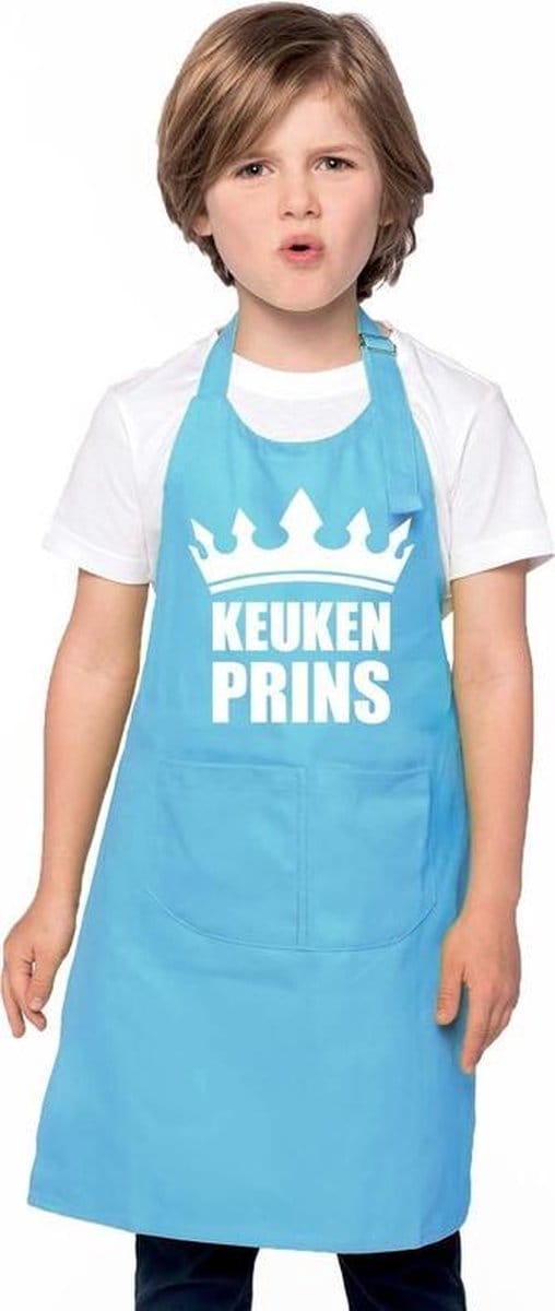 Keukenprins keukenschort - voor kinderen - blauw - kliederen - keukenhulpje