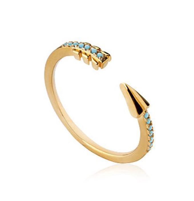 Amanto Ring Doris - 925 Zilver Verguld - Turkoois - Pijl - Maat 50-16mm