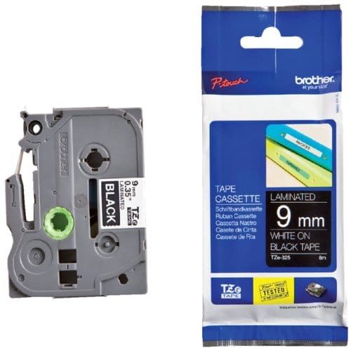 Brother TZ e325 - White On Black - Roll (0.9 cm x 8 m) 1 Cassette(s) Laminated Tape