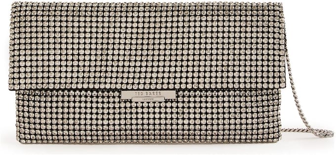 Ted Baker handtas Kristin Crystal Long Fold Over Crossbody Bag Silver zilverkleurig