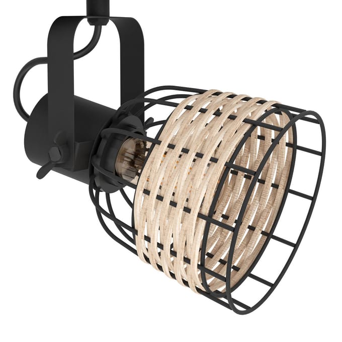 EGLO Plafondspot Anwick 1 met rotandecor, 3-lamps