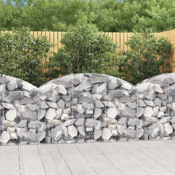 vidaXL - Schanskorf - gewelfd - 150x30x80/100 - cm - gegalvaniseerd - ijzer