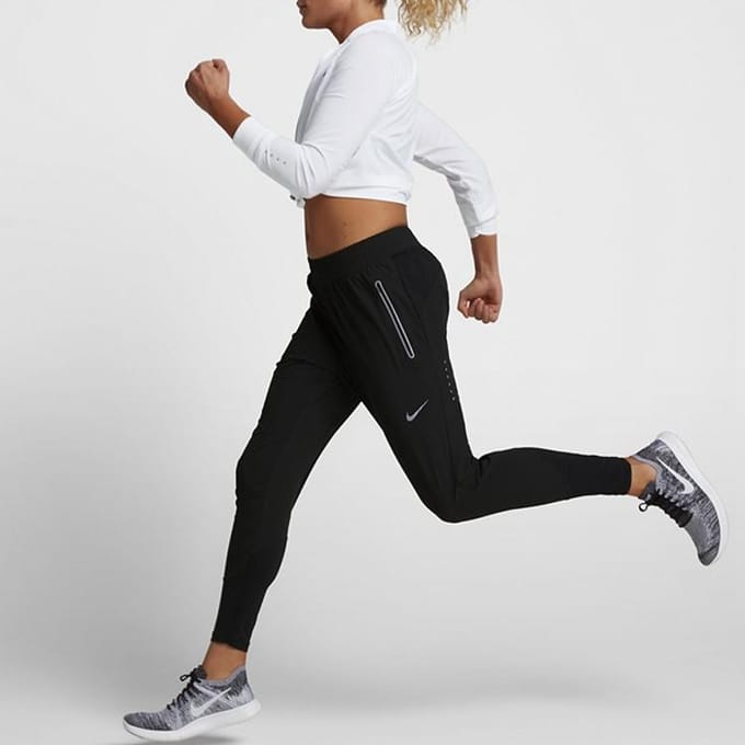 Nike Elastische Taille Hardlopen Sport Lange Broek Dames Onderstukken Zwart 885259-010 M black