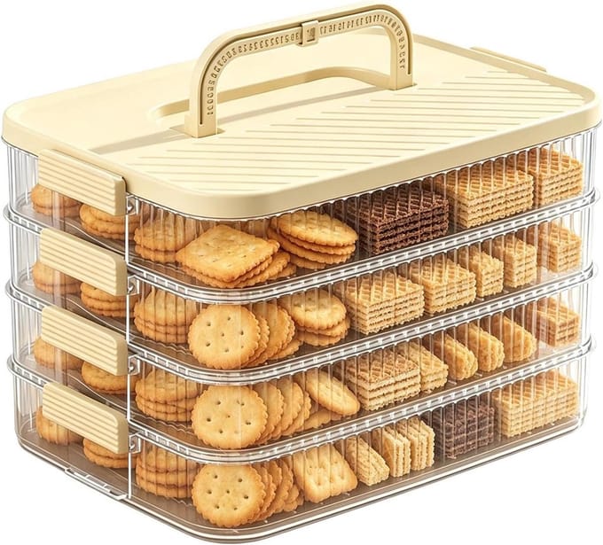 Koekjes Opslag Container - Stapelbare Voedsel Doos - Keuken Organisatie - Luchtdichte Gelaagde Structuur
