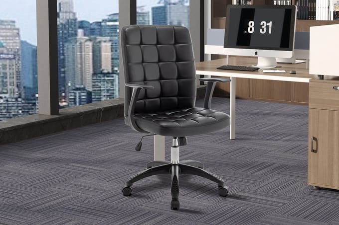 Bureaustoel Luka | 58 X 59 X 96 Cm | Zwart - Rousseau - Bureaustoel - Zwart - Polyester