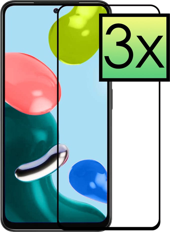 Screenprotector - 3 Stuks - Geschikt voor Xiaomi Redmi Note 11s - Full Cover - Beschermglas - Gehard Glas - Tempered Glass - Screen Protector