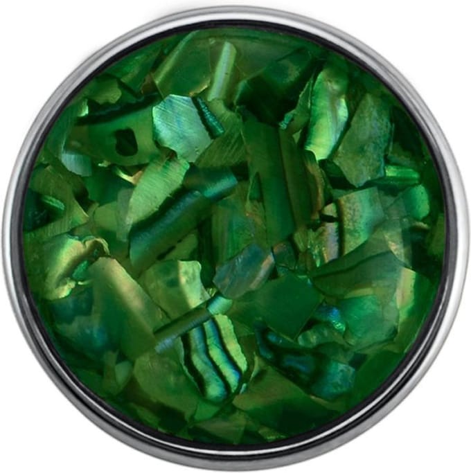 Quiges - Drukknoop 18mm Schelp Parelmoer Vlokken Mix Groen - EBCM083