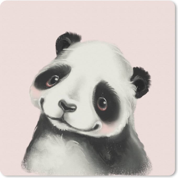 Muismat 20x20 cm - Mousepad Panda - Kinderen - Roze - Muismatten