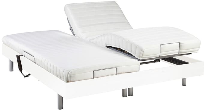 Vente-unique Bed met elektrische lattenbodem hout wit 2 x 90 x 200 cm