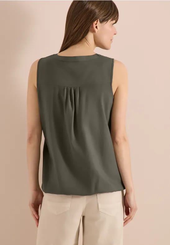 Blousetop met gespleten hals en linten