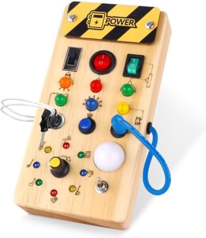 Montessori activiteitenbord met LED lichtschakelaar voor 1-4 jarigen