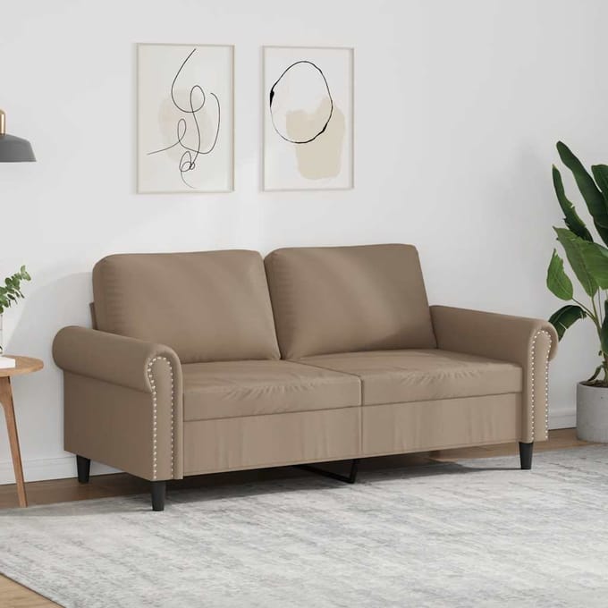 vidaXL - Tweezitsbank - 140 - cm - kunstleer - cappuccinokleurig