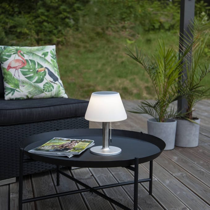 Solar LED tafellamp - Lamp met zonnepaneel - Ledlamp dimbaar - Zilver