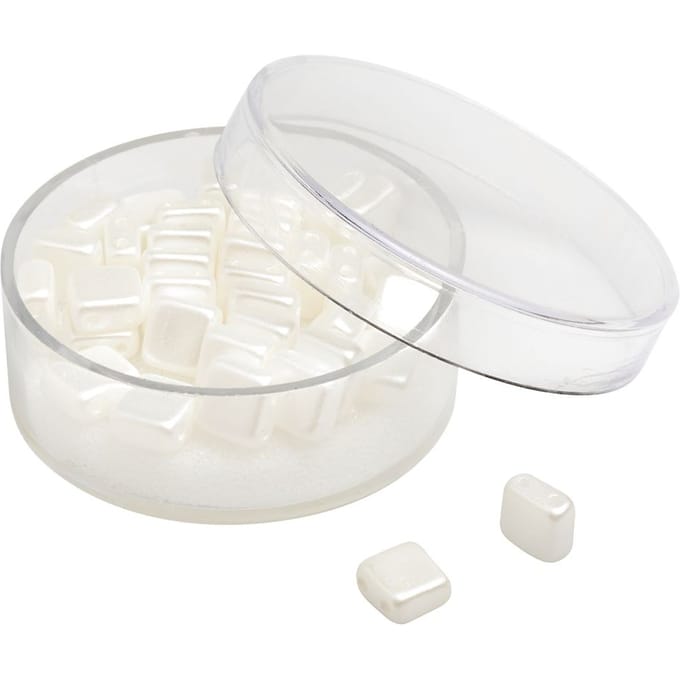 Glaskraal "Vierkant", 35 stuks - Wit
