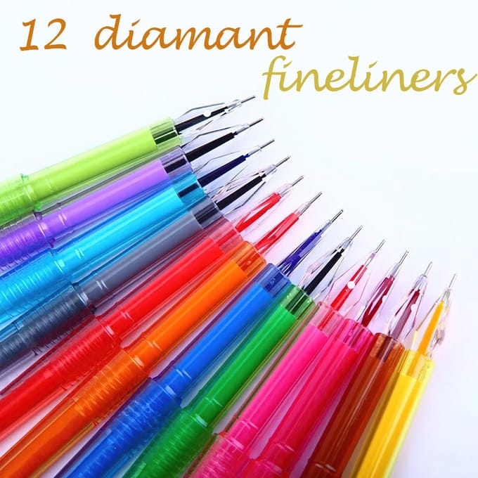 Ainy - Diamant Kleuren Pennen - set van 12 gekleurde balpennen