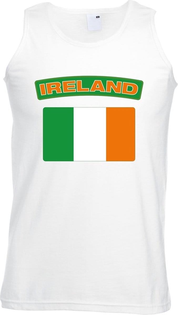 Ierland singlet shirt/ tanktop met Ierse vlag wit heren L