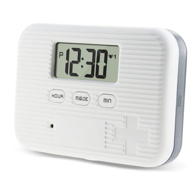Draagbare Mini Pillendoosje Getimede Herinneringen 6 Vakjes Pillen Organizer Elektronische Herinnering Pillendoosje met Timer Vijf Groepen