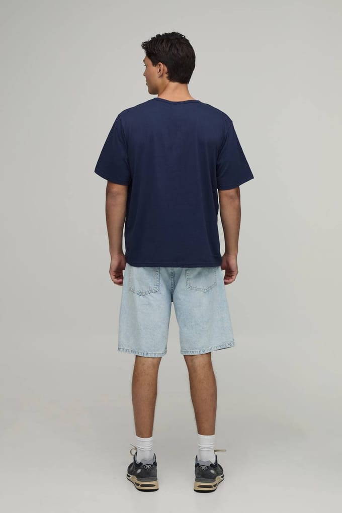 Basic Henley T-shirt Met Relaxed Fit | Navy | Size XS