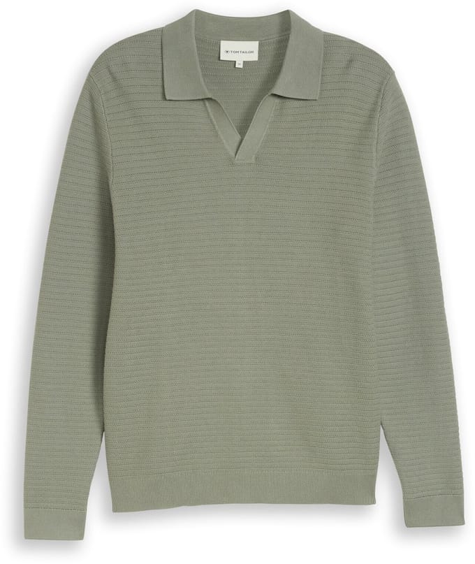 Tom Tailor - Gebreide trui met polokraag - Maat M - Greyish Shadow Olive