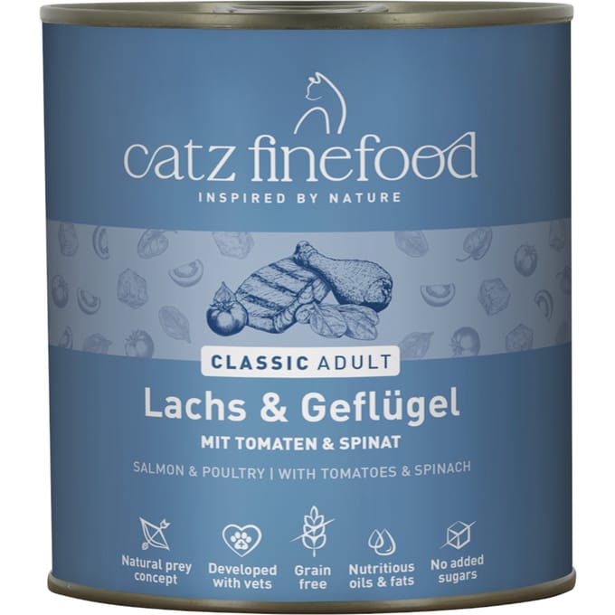 catz finefood Blik 6 x 800 g Kattenvoer - Zalm & Gevogelte