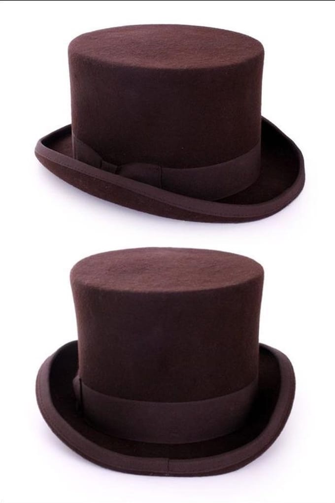2x Tophat wolvilt bruin met elastische band mt.60