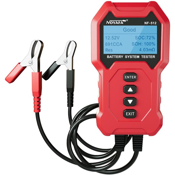 NOYAFA NF-512 Analyseur de Testeur de Batterie de Voiture 12V 24V Analyseur de Batterie Automobile Prise de Charge Rapide rouge