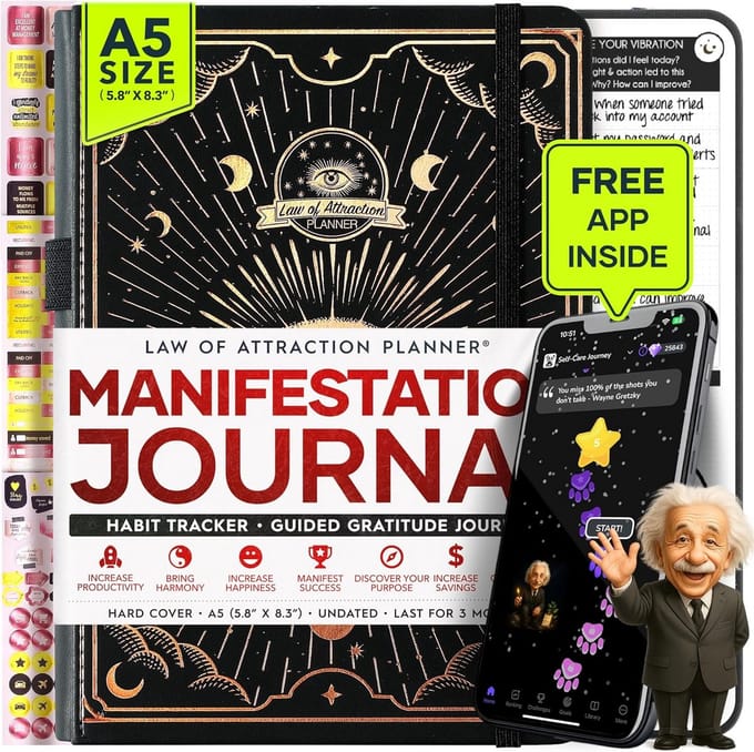 Dagelijkse Planner - Agenda Dankbaarheidsdagboek - Productiviteit Verhogend - Vision Board Inclusief - A5 - Zwart