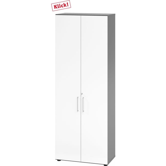 Kasten Breno, 6 OH, afsluitbaar, 28 kg per plank, B 800 x D 420 x H 2156 mm, grafiet/wit